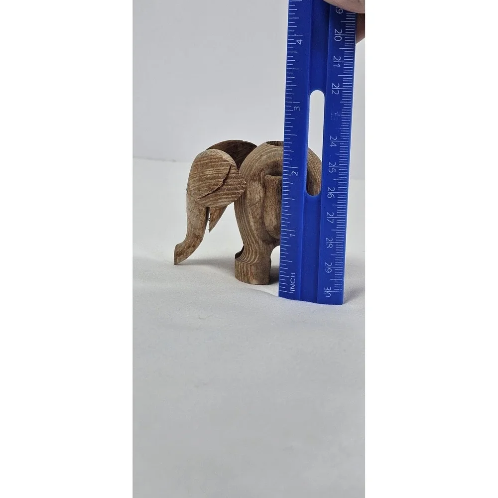 Wooden Elephant Figurine Toothpick Match Stick Holder Vintage Collectible‎